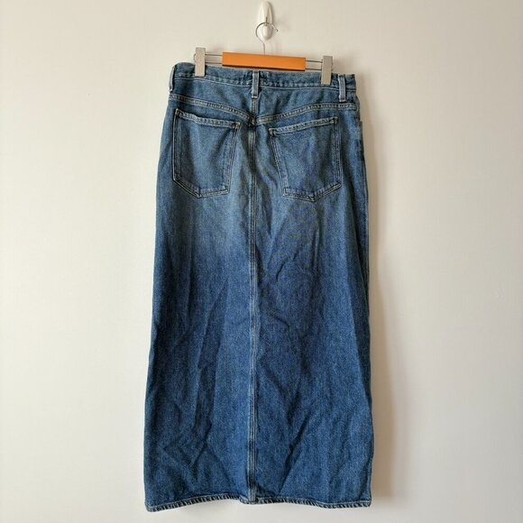 Agolde Leif Denim Slung Maxi Skirt Front Slit Size 27 - Picture 10 of 13
